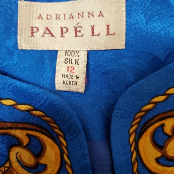 Vntg Adrianna Papell Green and Gold 100% Silk Jacket. 12 - Picture 2 of 10